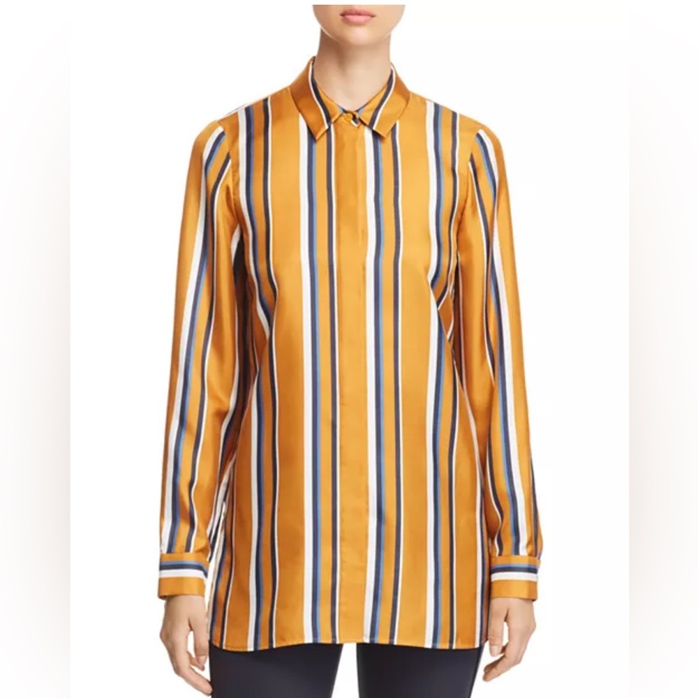Lafayette 148 New York | Barry Striped Silk Blouse (EUC)